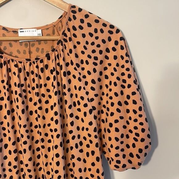 ASOS Design Gathered Neck Midi Dress in Leopard Print Size 8 - Picture 5 of 9